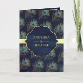 Invitation Mariage du code QR de la Marine Blue Peacock Feath (Devant)