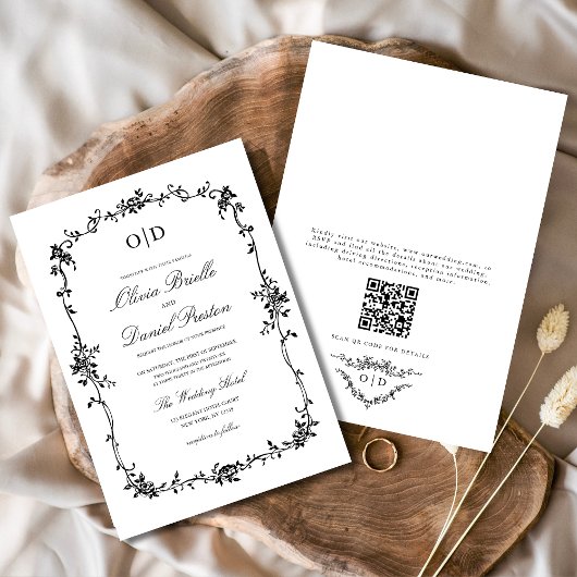 Invitation Mariage du code QR de la Toile de France victorien