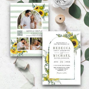 Invitation Mariage du code QR de l'arc de tournesol Eucalyptu