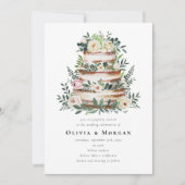 Invitation Mariage du code QR du gâteau d'Eucalyptus Floral (Devant)