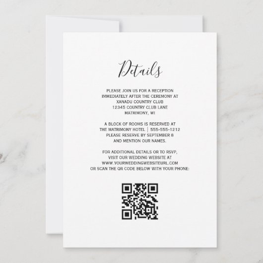 Invitation Mariage du code QR du marbre d'agate argenté de Bo (Dos)
