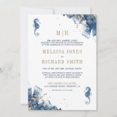 Invitation Mariage du code QR du monogramme de marine nautiqu (Devant)
