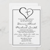 Invitation Mariage du coeur croisé noir (Devant / Derrière)