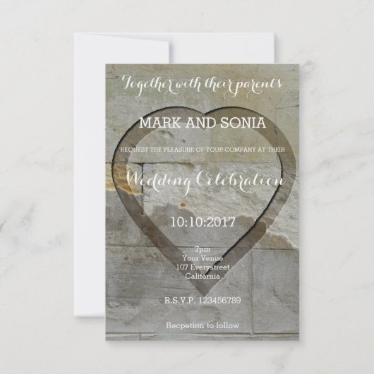 Invitation Mariage du coeur de pierre (Dos)