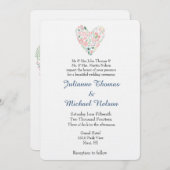 Invitation Mariage du coeur floral (Devant / Derrière)