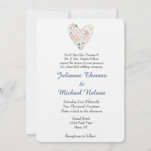 Invitation Mariage du coeur floral