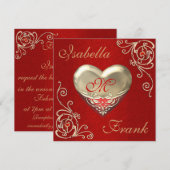 Invitation Mariage du COEUR monogramme ou ANNIVERSAIRE Invita (Devant / Derrière)