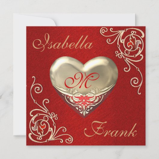 Invitation Mariage du COEUR monogramme ou ANNIVERSAIRE Invita (Devant)