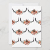 Invitation Mariage du crâne de vache florale de Bohême occide (Dos)