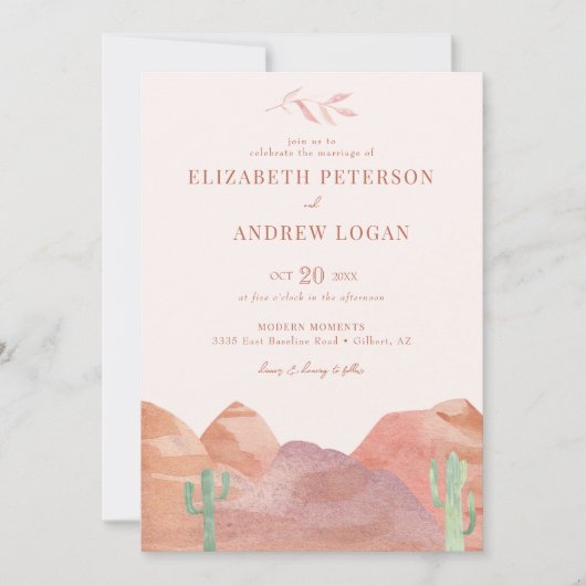Invitation Mariage du désert de Boho (Devant)