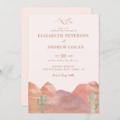 Invitation Mariage du désert de Boho (Devant / Derrière)