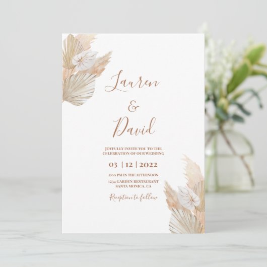 Invitation Mariage du désert Pampas Grass (Debout devant)