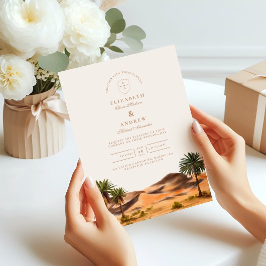 Invitation Mariage du désert peint