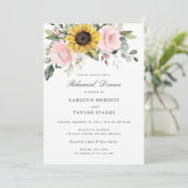 Invitation Mariage du dîner de répétition floral Blush Sunflo (Debout devant)