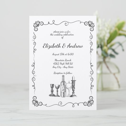 Invitation Mariage du dîner Whimsical (Debout devant)