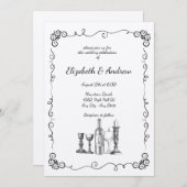 Invitation Mariage du dîner Whimsical (Devant / Derrière)