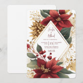 Invitation Mariage du festival de Noël d'or de Poinsettia (Devant / Derrière)