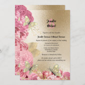 Invitation Mariage du feuillage de papillon rose (Devant / Derrière)