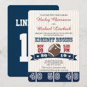 Invitation MARIAGE du FOOTBALL rouge de marine (Devant / Derrière)