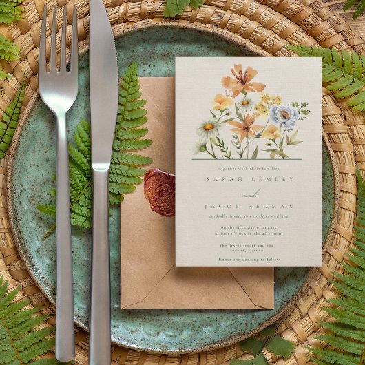 Invitation Mariage du jardin botanique fleur sauvage