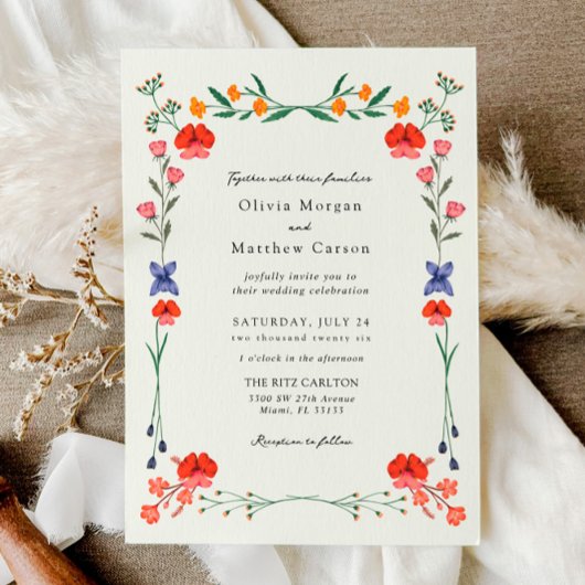 Invitation Mariage du jardin botanique fleur sauvage