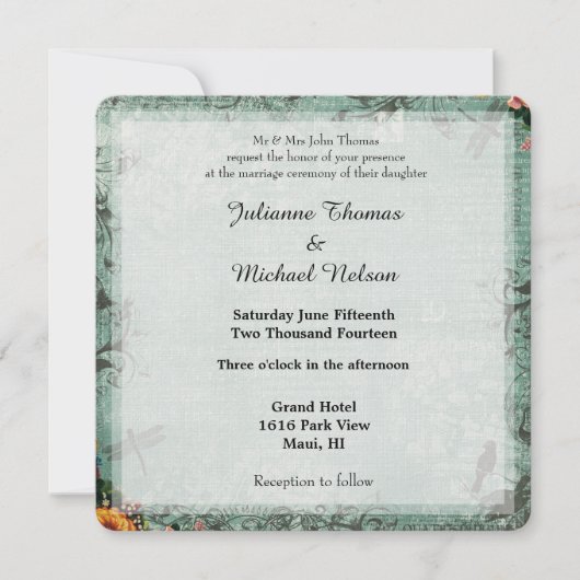 Invitation Mariage du jardin de libellules (Devant)