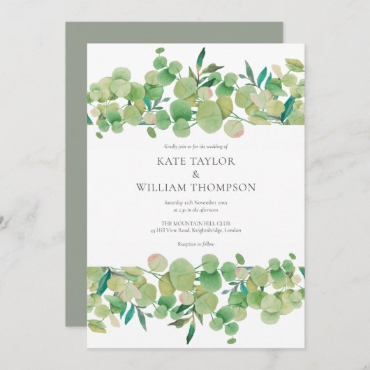 Invitation Mariage du jardin d'Eucalyptus (Devant / Derrière)