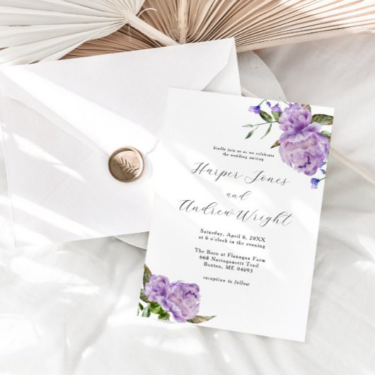 Invitation Mariage du jardin fleuri violet