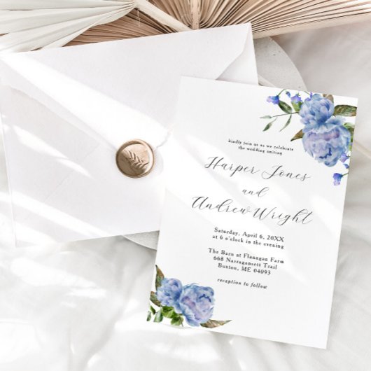 Invitation Mariage du jardin Floral bleu