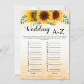 Invitation mariage du Jeu nuptial de tournesol A-Z (Devant)