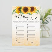 Invitation mariage du Jeu nuptial de tournesol A-Z (Debout devant)