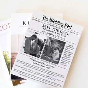Invitation Mariage du journal Modernscript enregistrer la dat