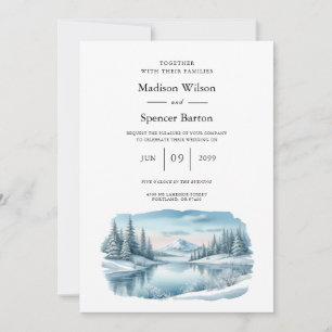 Invitation Mariage du lac Snowy Mountain Winter Lake