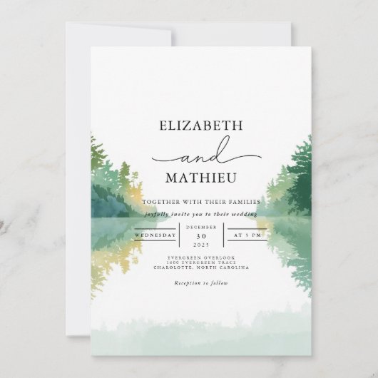 Invitation Mariage du lac verdoyant (Devant)