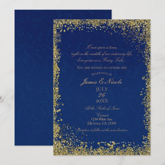 Invitation Mariage du livre d'histoire de la Princess Navy Bl (Devant / Derrière)