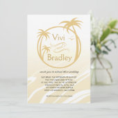 Invitation Mariage du logo du Surf de plage Palm| sable (Debout devant)