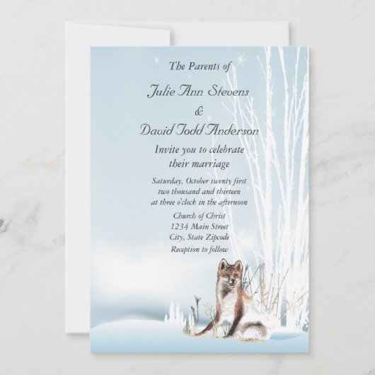 Invitation Mariage du loup d'hiver (Devant)