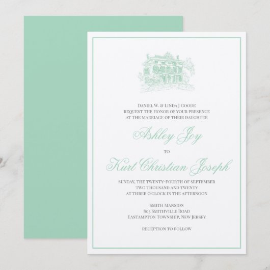 Invitation Mariage du manoir de Smithville (Devant / Derrière)