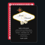 Invitation Mariage du Marquis de Las Vegas en noir 2<br><div class="desc">mariage de marque Las Vegas marquee et dés en noir avec dessin de carte à jouer au verso.</div>