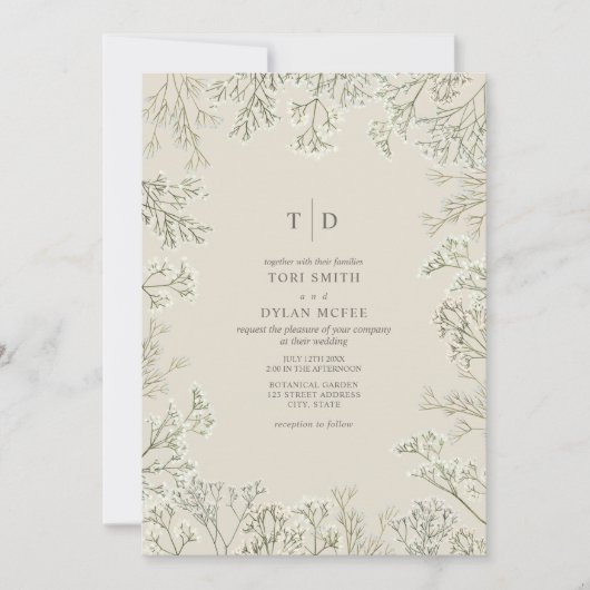 Invitation Mariage du monogramme du souffle du bébé (Devant)