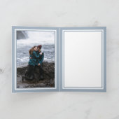 Invitation Mariage du monogramme Dusty Blue Feuilles & Gold P (Intérieur)