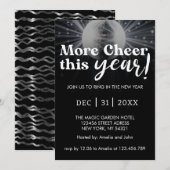 Invitation Mariage du Nouvel An élégant noir argent blanc (Devant / Derrière)