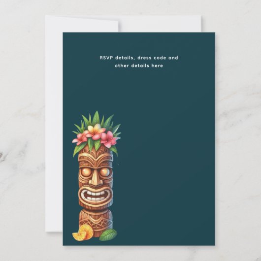 Invitation Mariage du parti Tropical Tiki Luau Fête des marié (Dos)