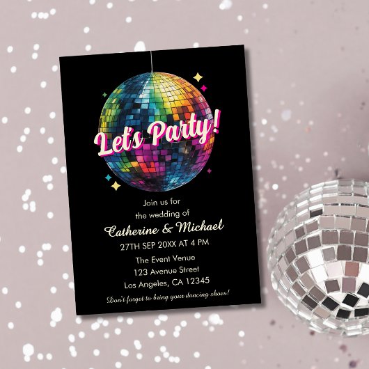 Invitation Mariage du Party Disco Ball Sparkle Glam des année