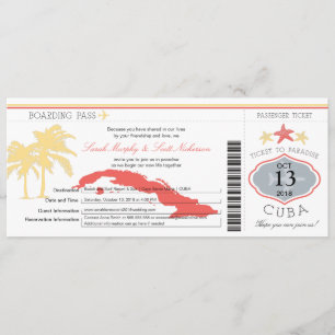 Invitation Mariage du Pass d'embarquement à Cuba