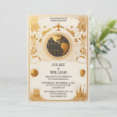 Invitation Mariage du pass d'embarquement du ticket d'or invi (Debout devant)