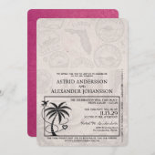 Invitation Mariage du passeport de la Floride Magenta Pink (Devant / Derrière)