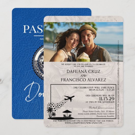 Invitation Mariage du passeport de la République Dominicaine (Devant / Derrière)