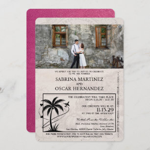 Invitation Mariage du passeport Magenta Pink Puerta Vallarta