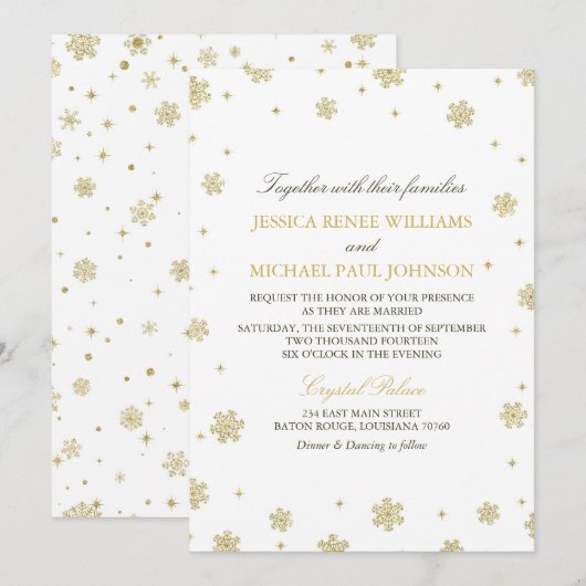 Invitation Mariage du pays des merveilles d'hiver de parties (Devant / Derrière)